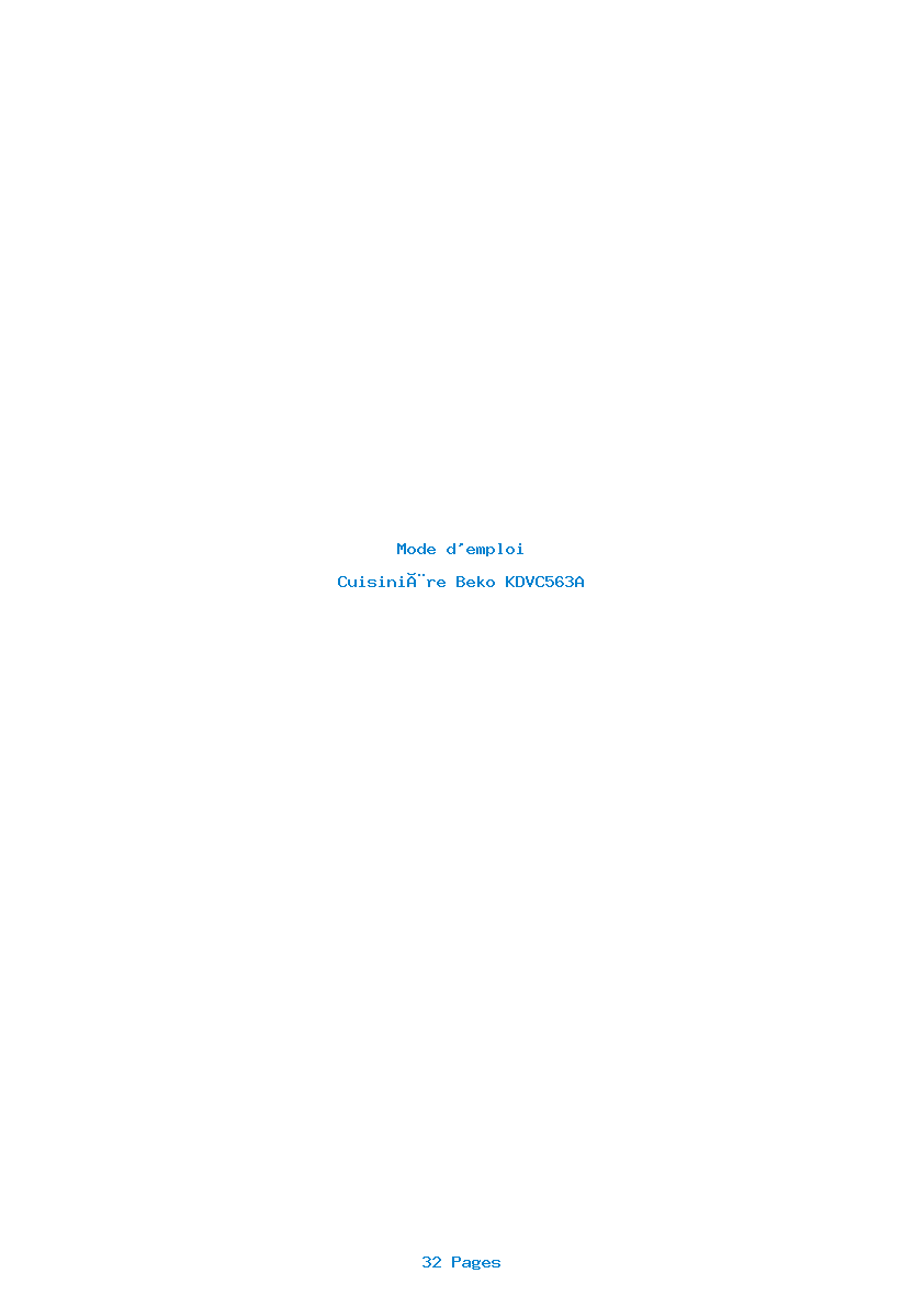 Page 1 de la notice Mode d'emploi Beko KDVC563A