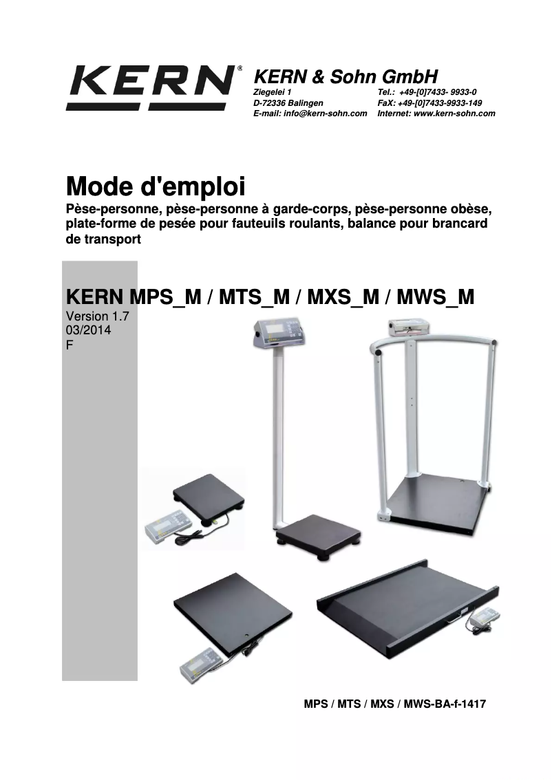 Page 1 de la notice Manuel utilisateur Kern YKI-01