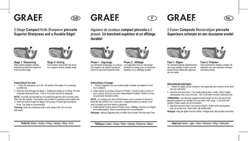 Page 1 de la notice Manuel utilisateur Graef Piccolo