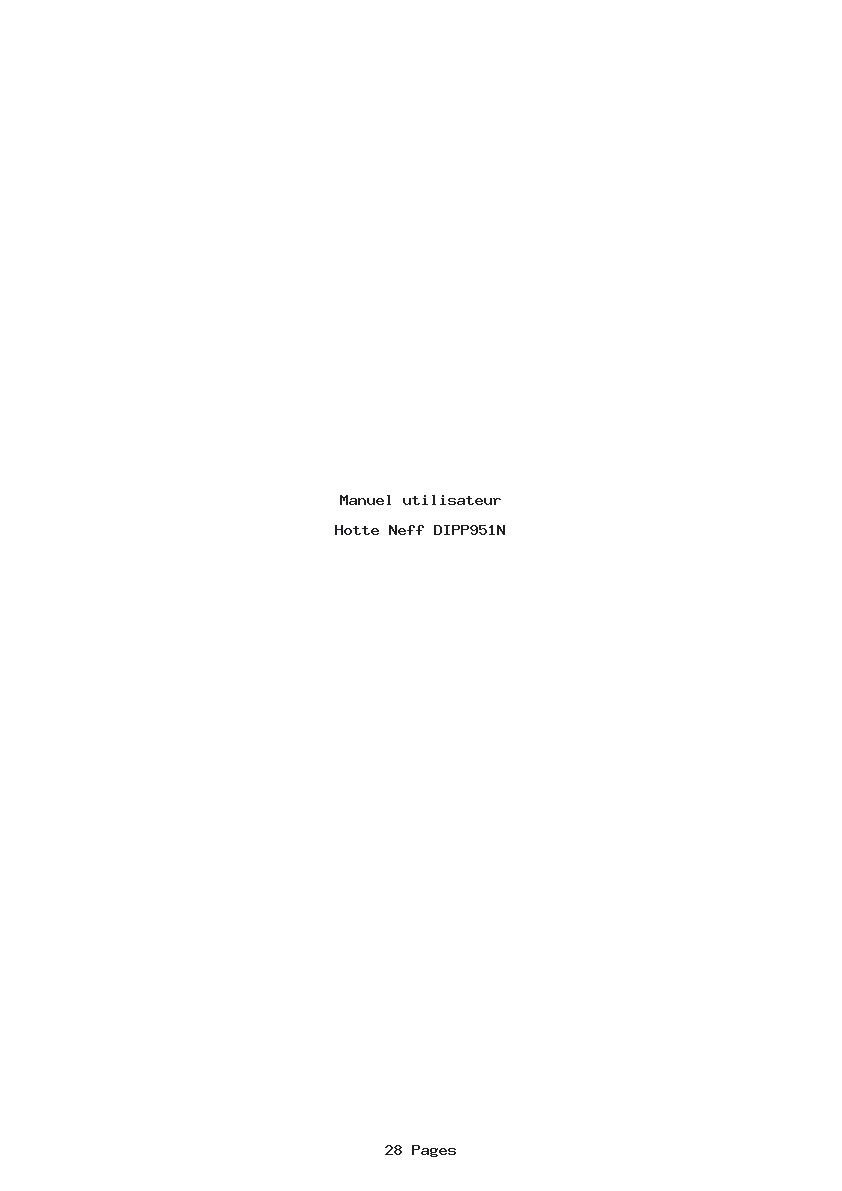 Page 1 de la notice Manuel utilisateur Neff DIPP951N