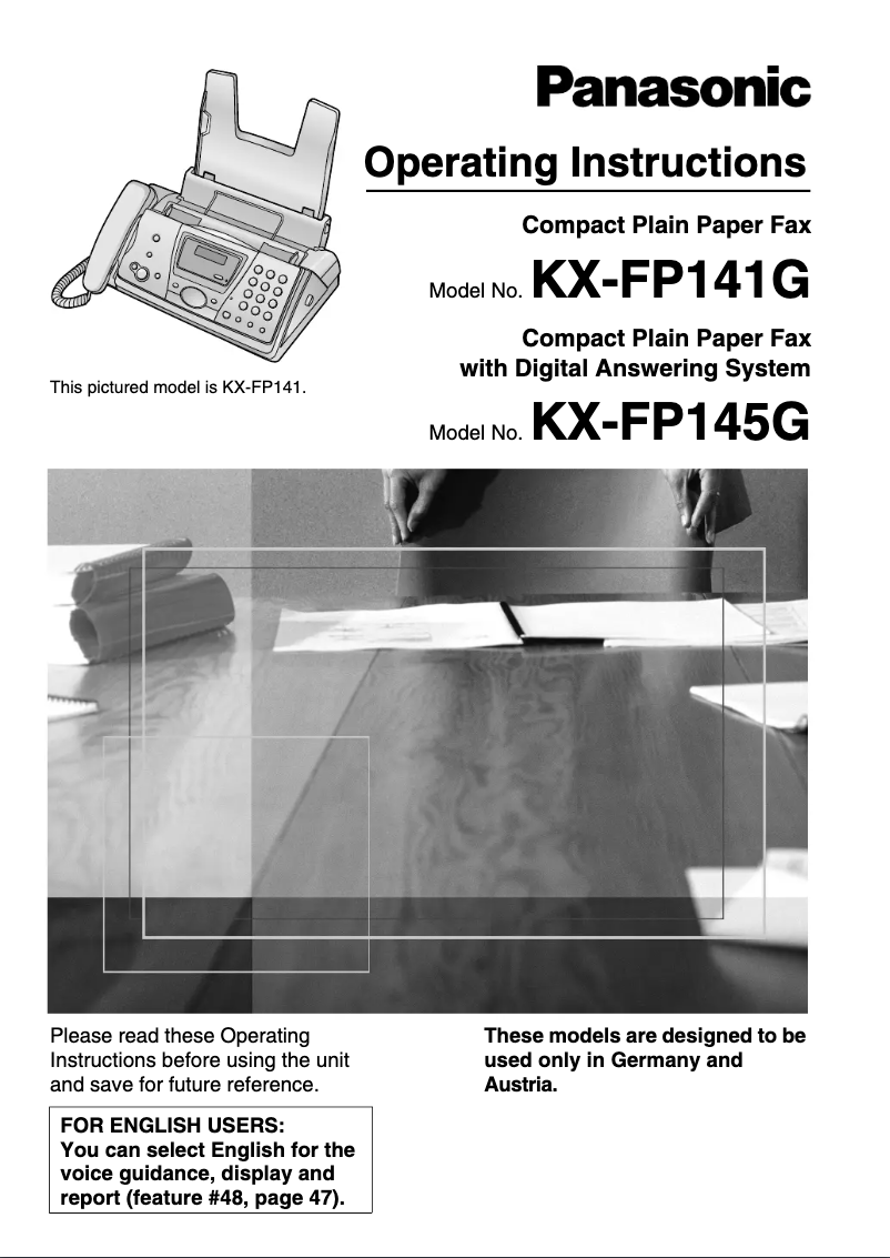 Page 1 de la notice Manuel utilisateur Panasonic KX-FP145G