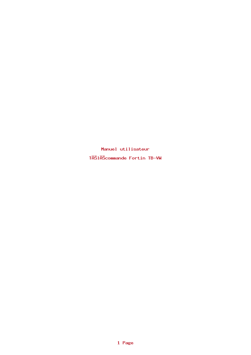 Page 1 de la notice Manuel utilisateur Fortin TB-VW