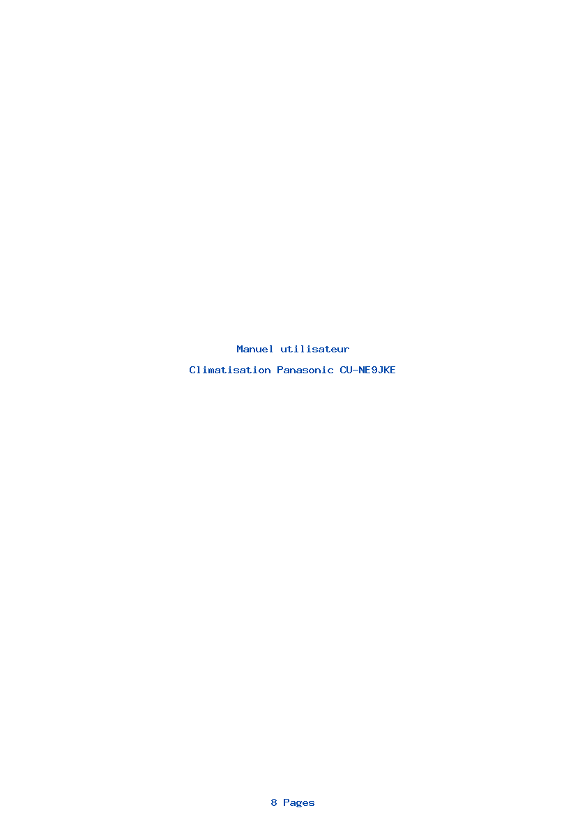 Page 1 de la notice Manuel utilisateur Panasonic CU-NE9JKE