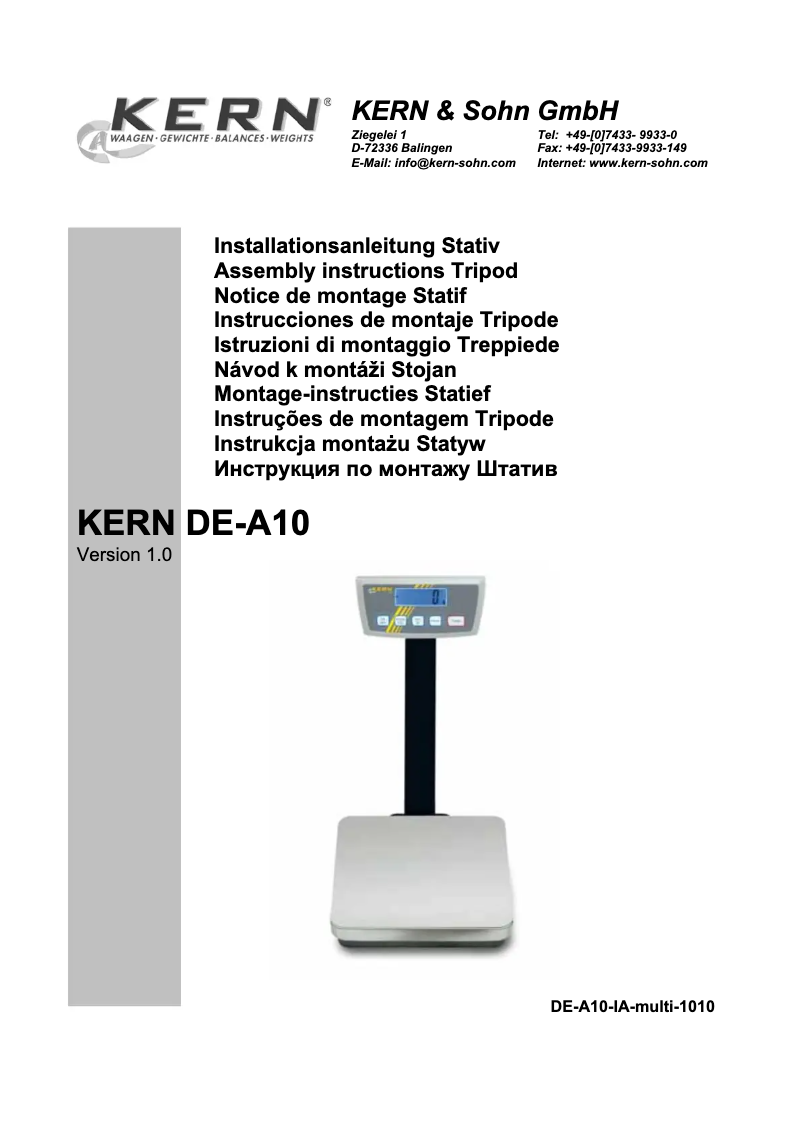 Página 1 del manual Manual de usuario Kern DE-A10