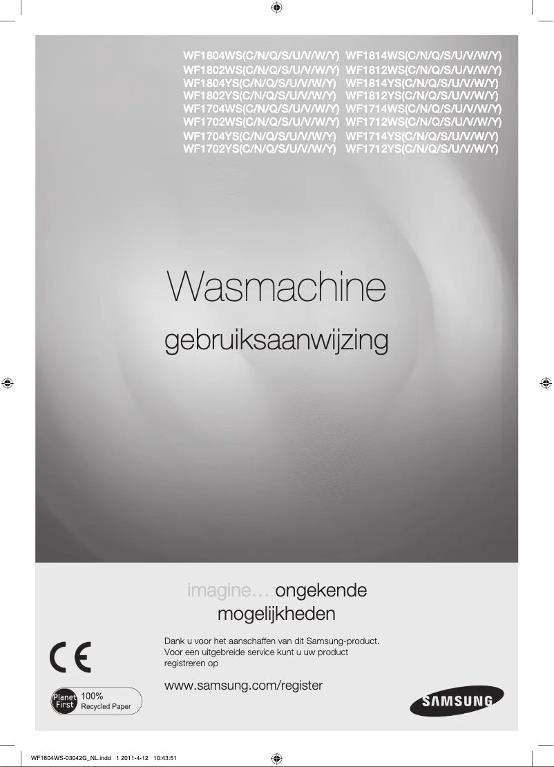 Page 1 de la notice Manuel utilisateur Samsung WF1802WS