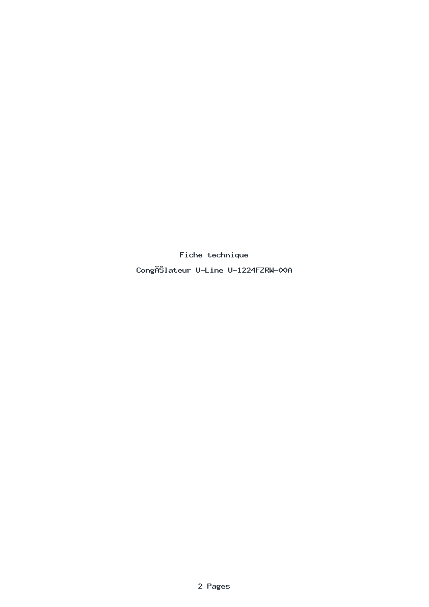 Page 1 de la notice Fiche technique U-Line U-1224FZRW-00A