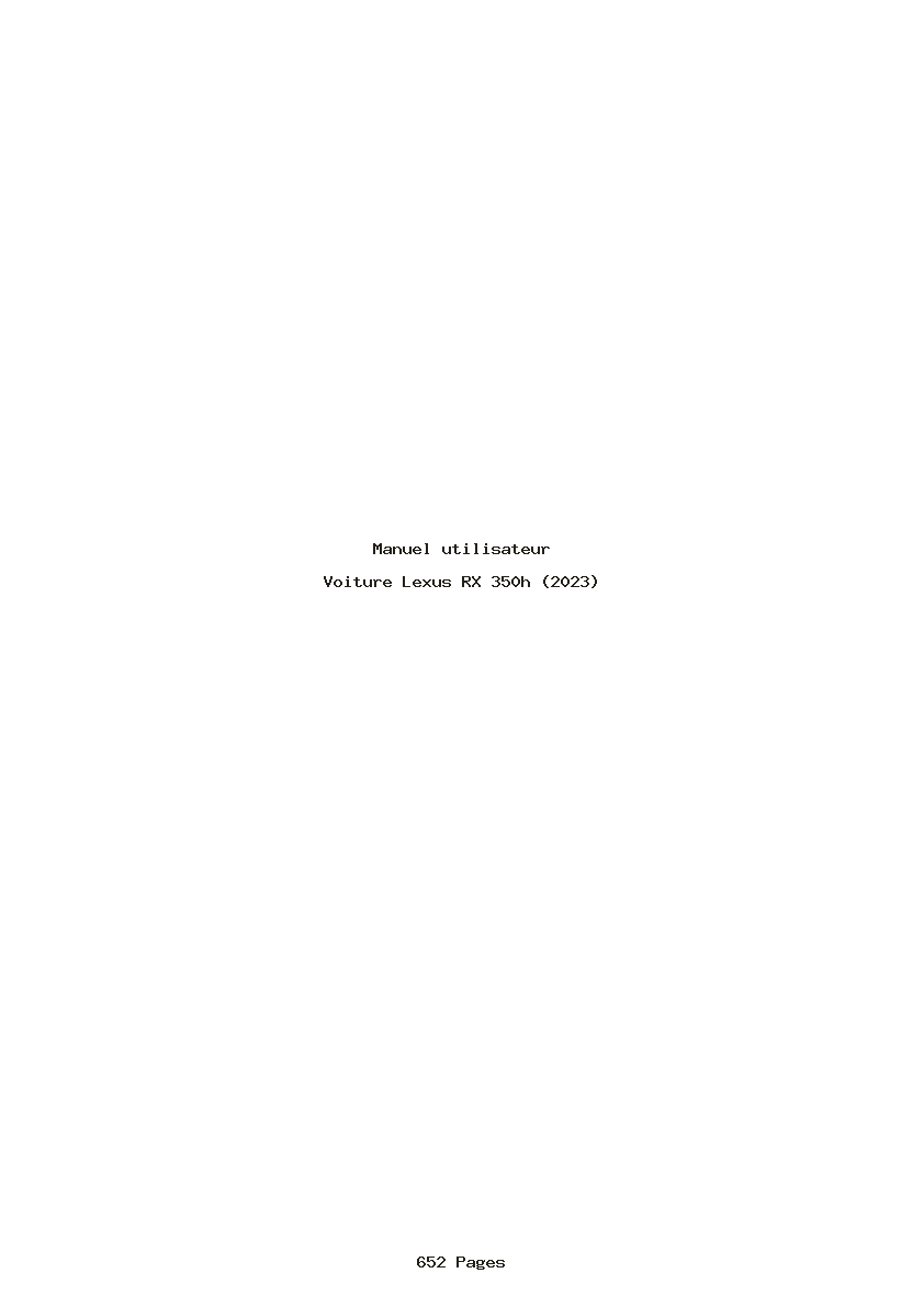 Page 1 de la notice Manuel utilisateur Lexus RX 350h (2023)