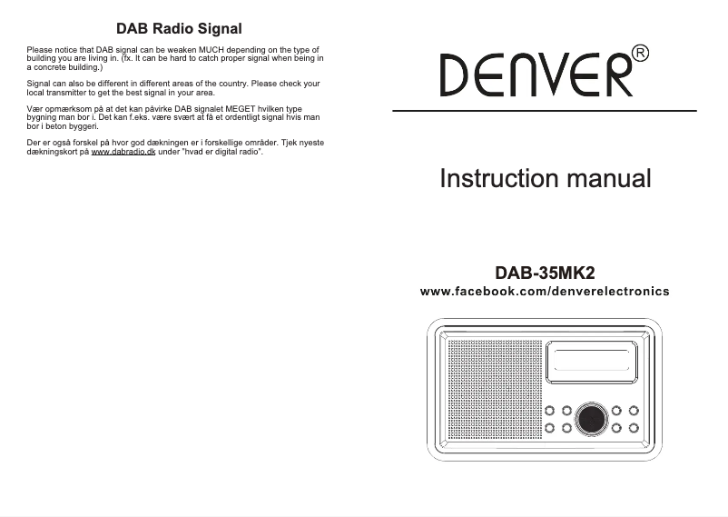 Page 1 de la notice Manuel utilisateur Denver DAB-35