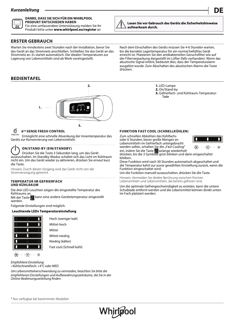 Page 1 of the manual Instructions / Assembly Whirlpool ARG 184701