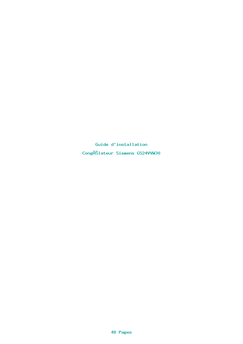 Page 1 de la notice Guide d'installation Siemens GS24VVW30