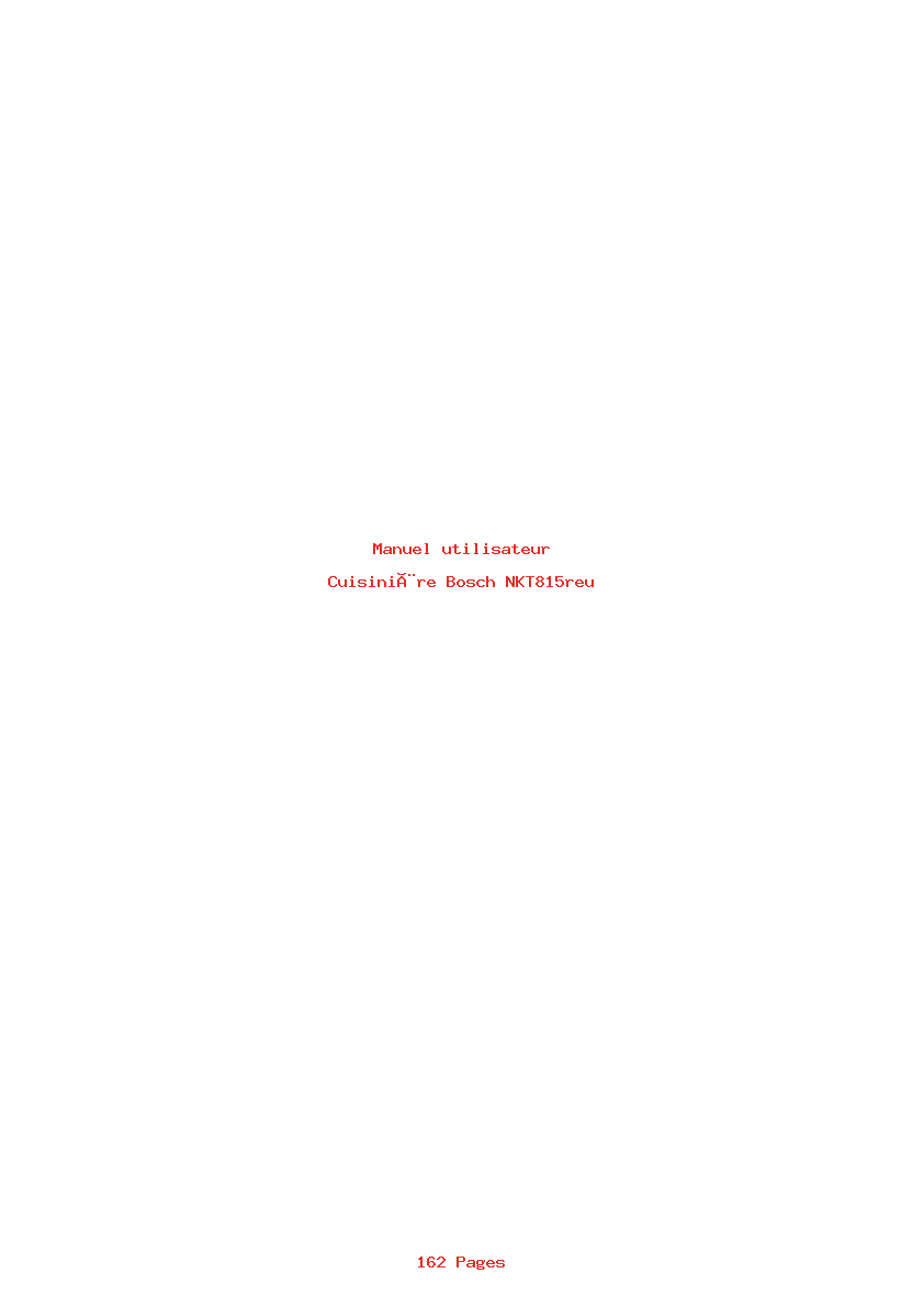 Page 1 de la notice Manuel utilisateur Bosch NKT815reu