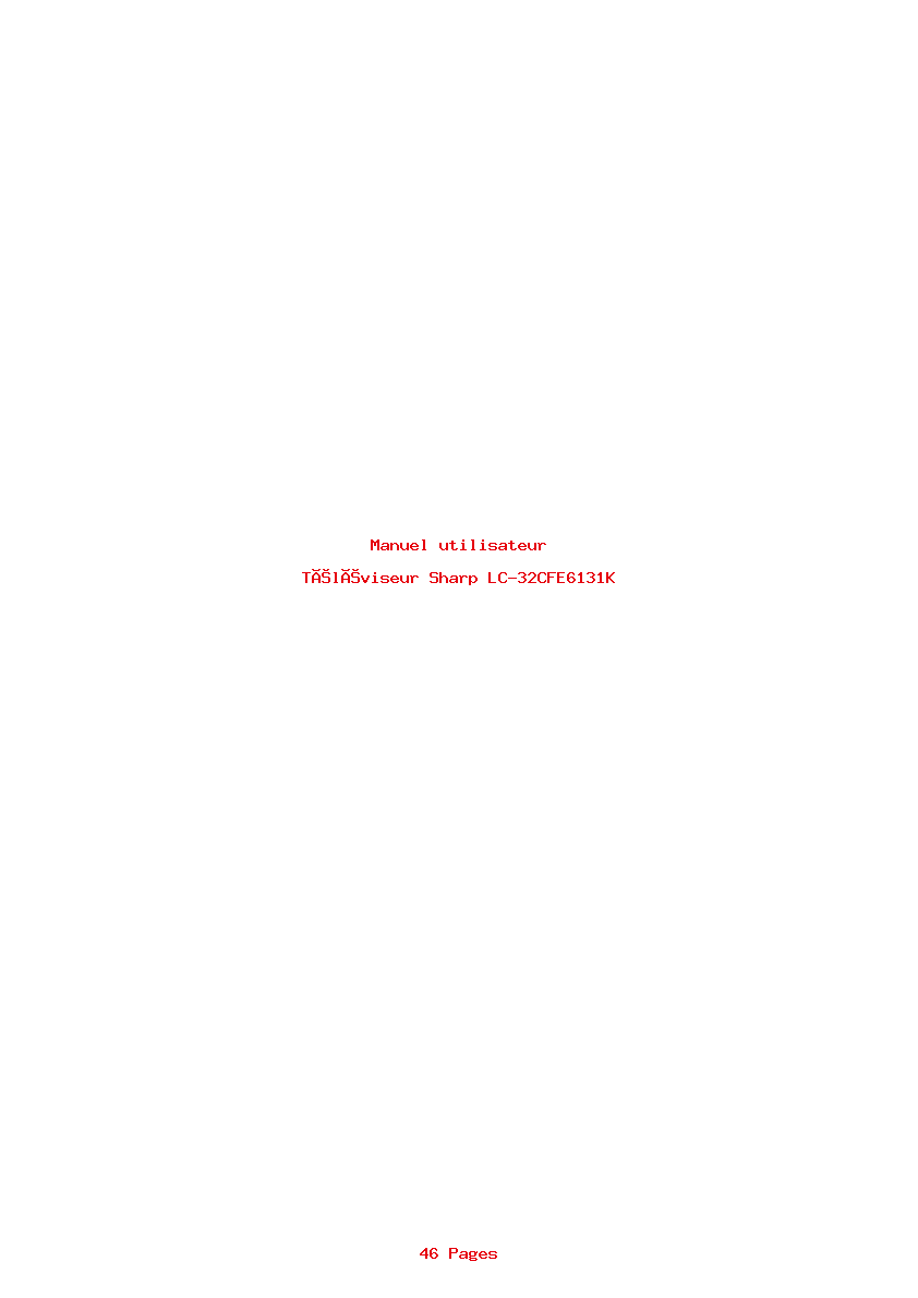 Page 1 de la notice Manuel utilisateur Sharp LC-32CFE6131K