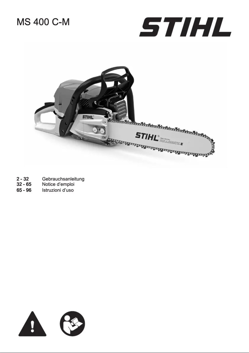 Page 1 de la notice Manuel utilisateur Stihl MS 400 C-M