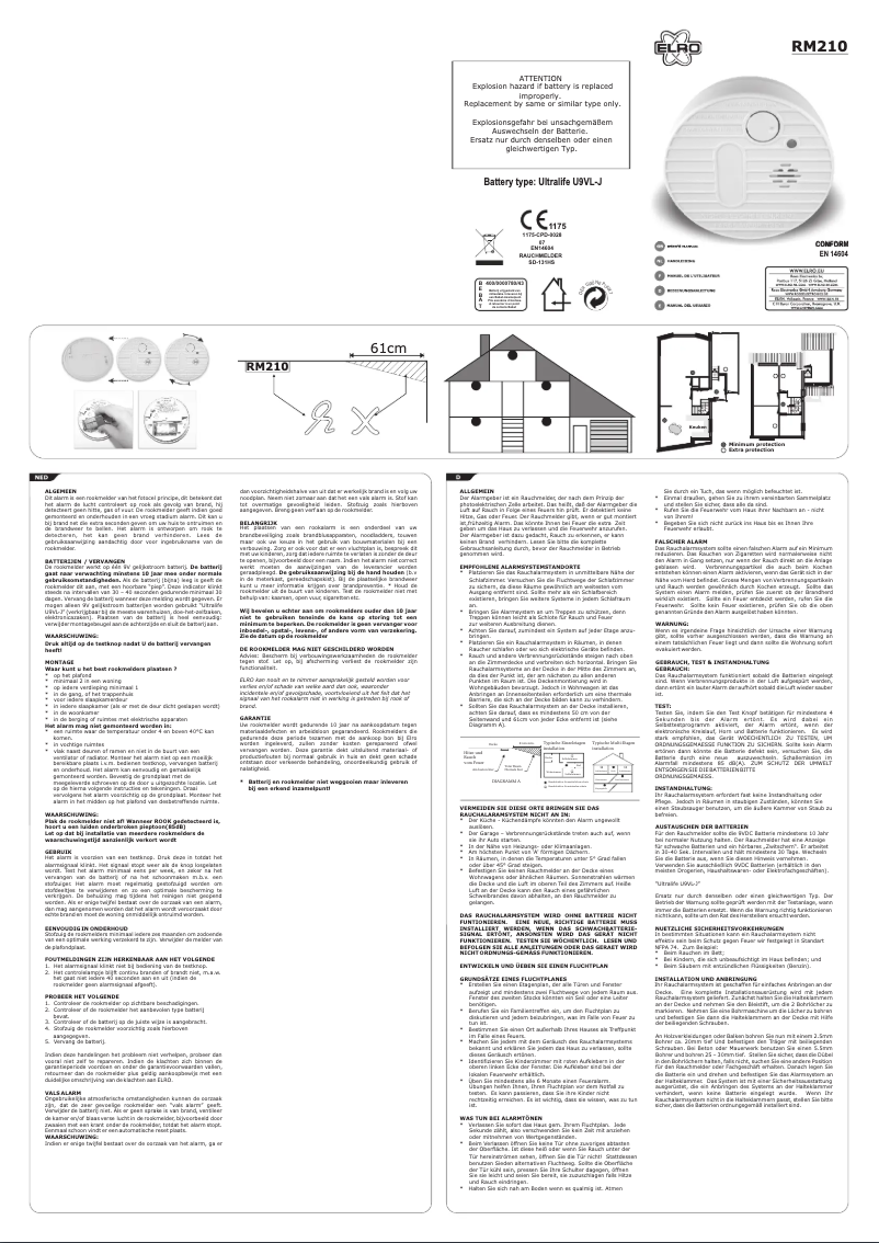 Page 1 de la notice Manuel utilisateur Elro RM210