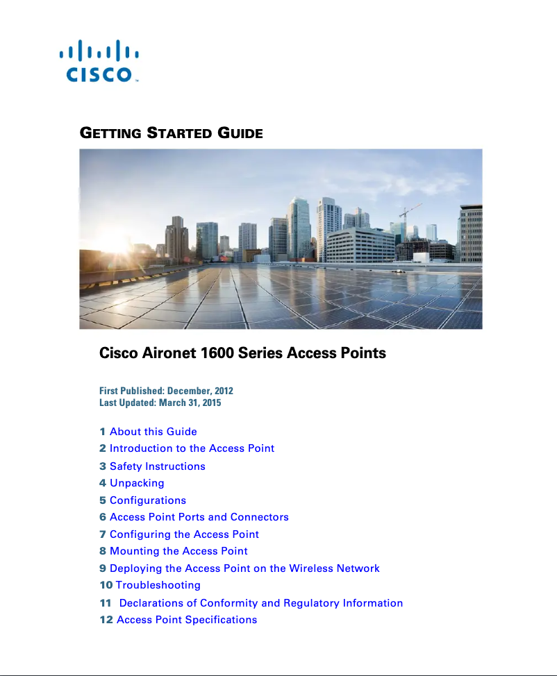 Page 1 de la notice Manuel utilisateur Cisco Aironet 1602E