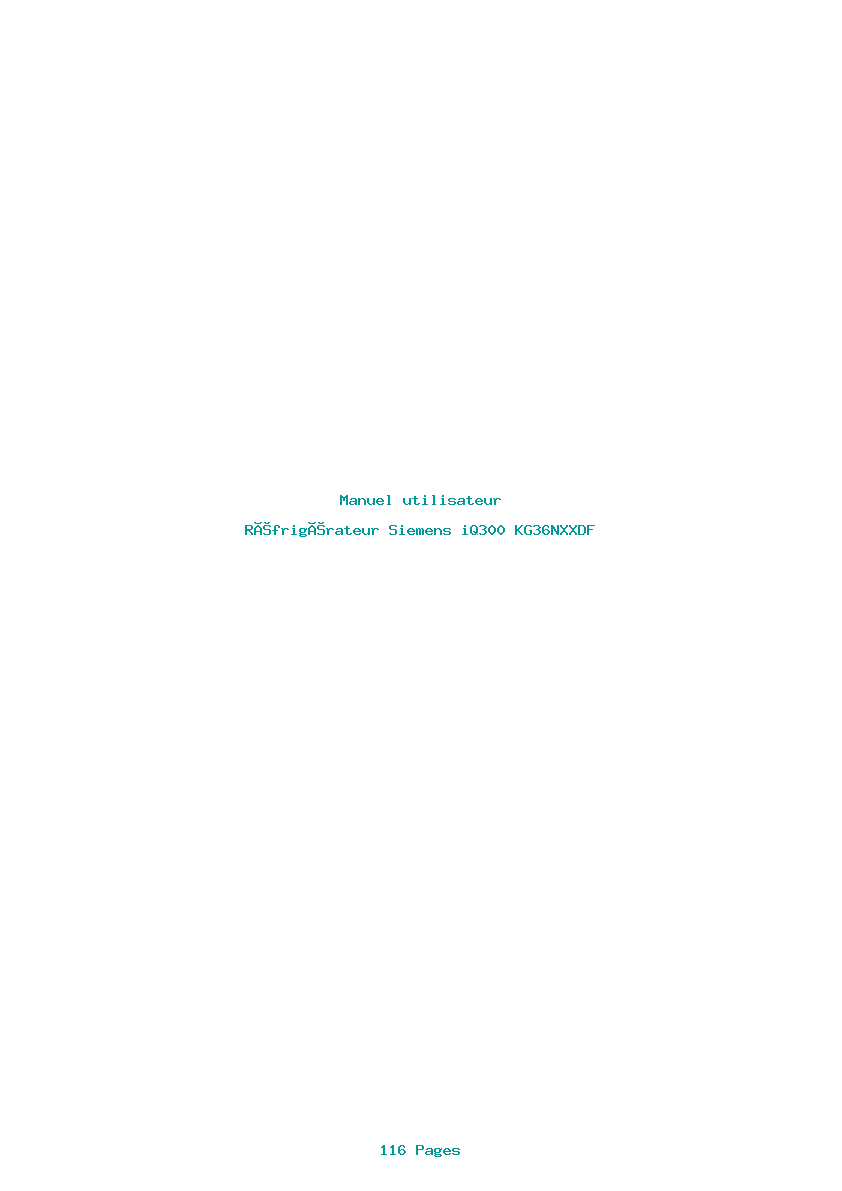 Page 1 de la notice Manuel utilisateur Siemens iQ300 KG36NXXDF