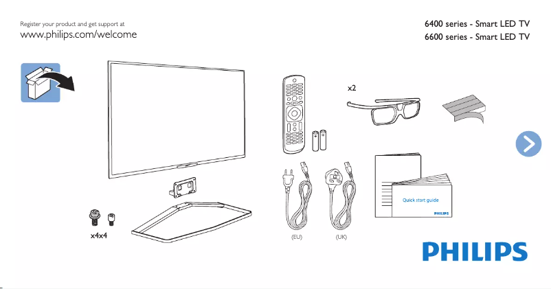 Page n°1 - Guide de démarrage rapide Philips 55PFS6609