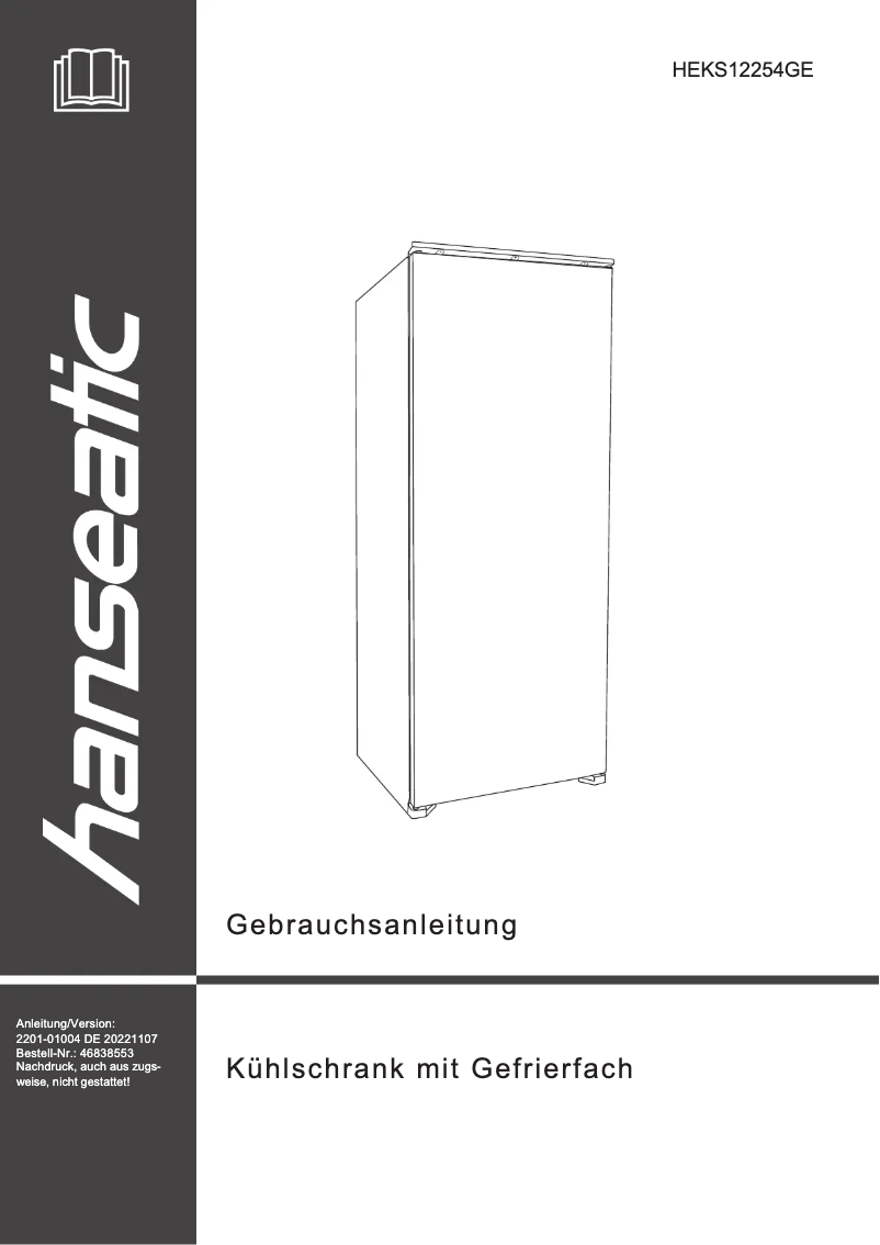 Page 1 de la notice Manuel utilisateur Hanseatic HEKS12254GE