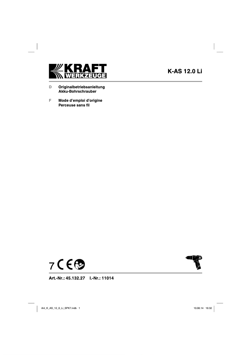 Page 1 de la notice Manuel utilisateur Kraft K-AS 12.0 Li