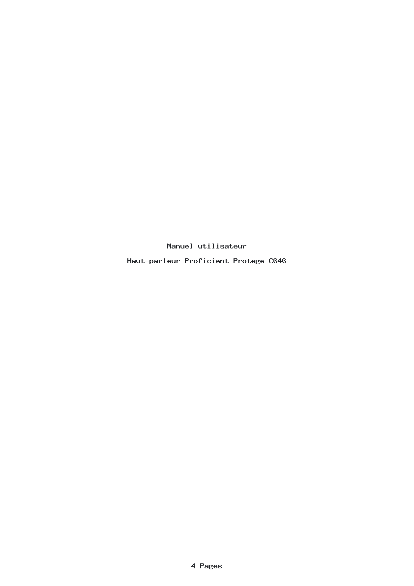 Page 1 de la notice Manuel utilisateur Proficient Protege C646
