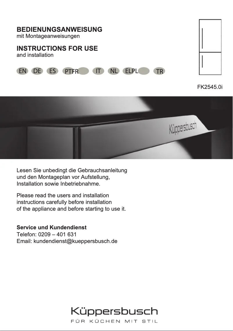 Page 1 de la notice Manuel utilisateur Küppersbusch FK2545.0i