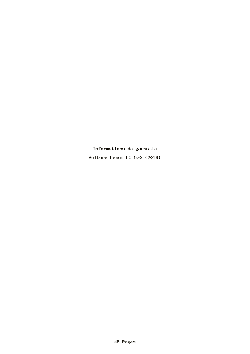 Page 1 de la notice Informations de garantie Lexus LX 570 (2019)