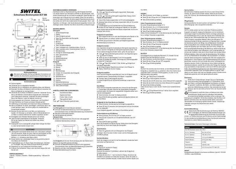 Page 1 de la notice Manuel utilisateur Switel BCF986