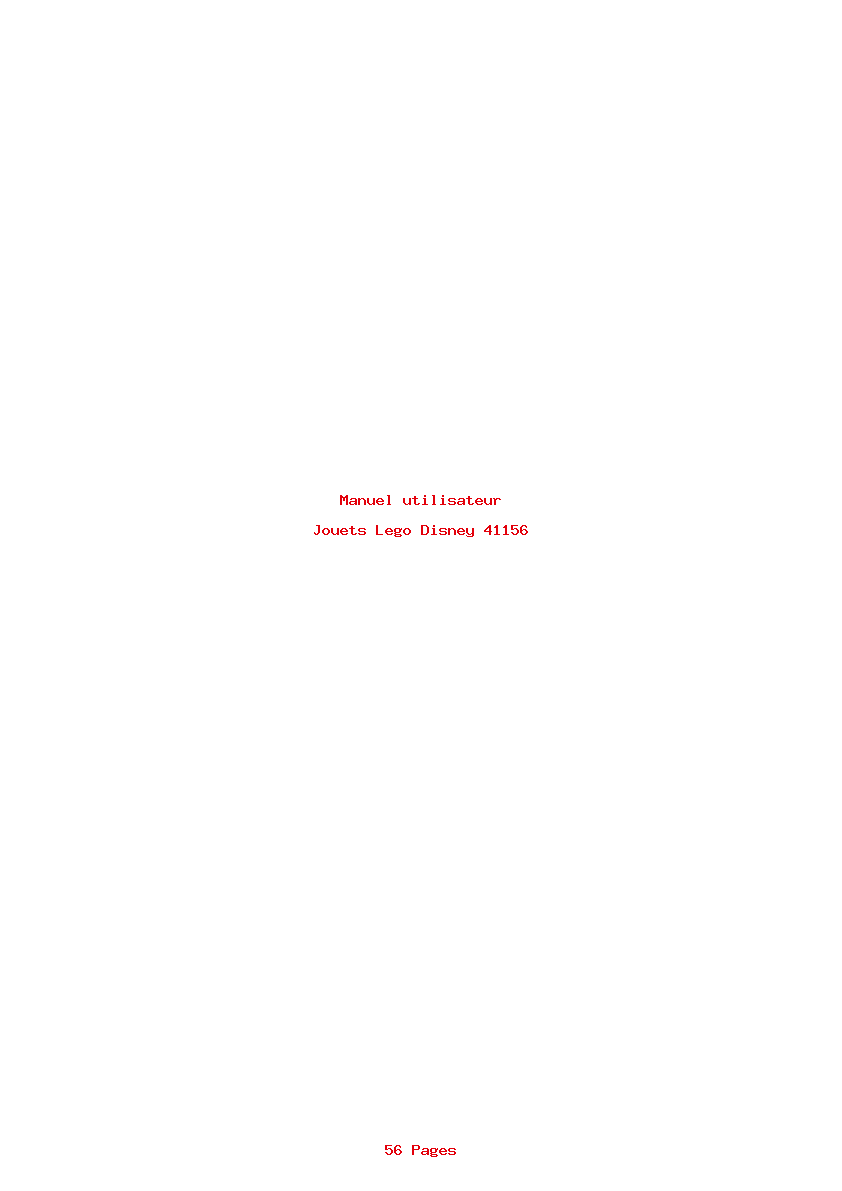 Page 1 de la notice Manuel utilisateur Lego Disney 41156