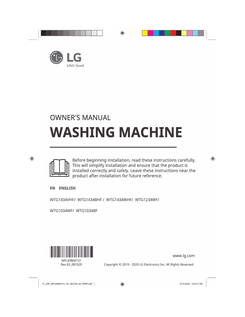 Page 1 of the manual User Manual LG WTG1434VHF