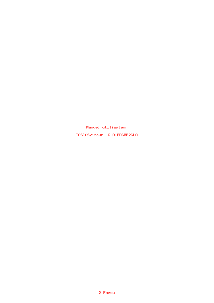 Page 1 de la notice Manuel utilisateur LG OLED65B26LA