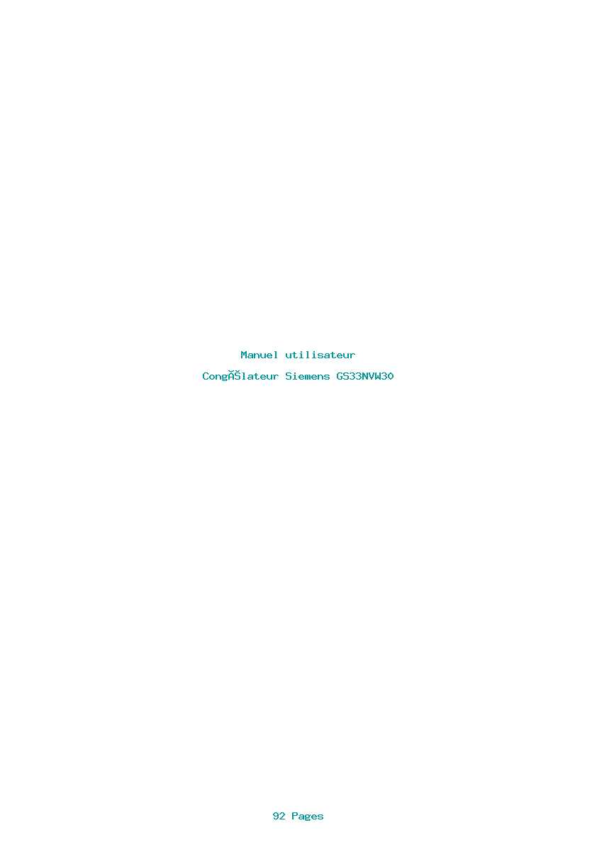 Page 1 de la notice Manuel utilisateur Siemens GS33NVW30