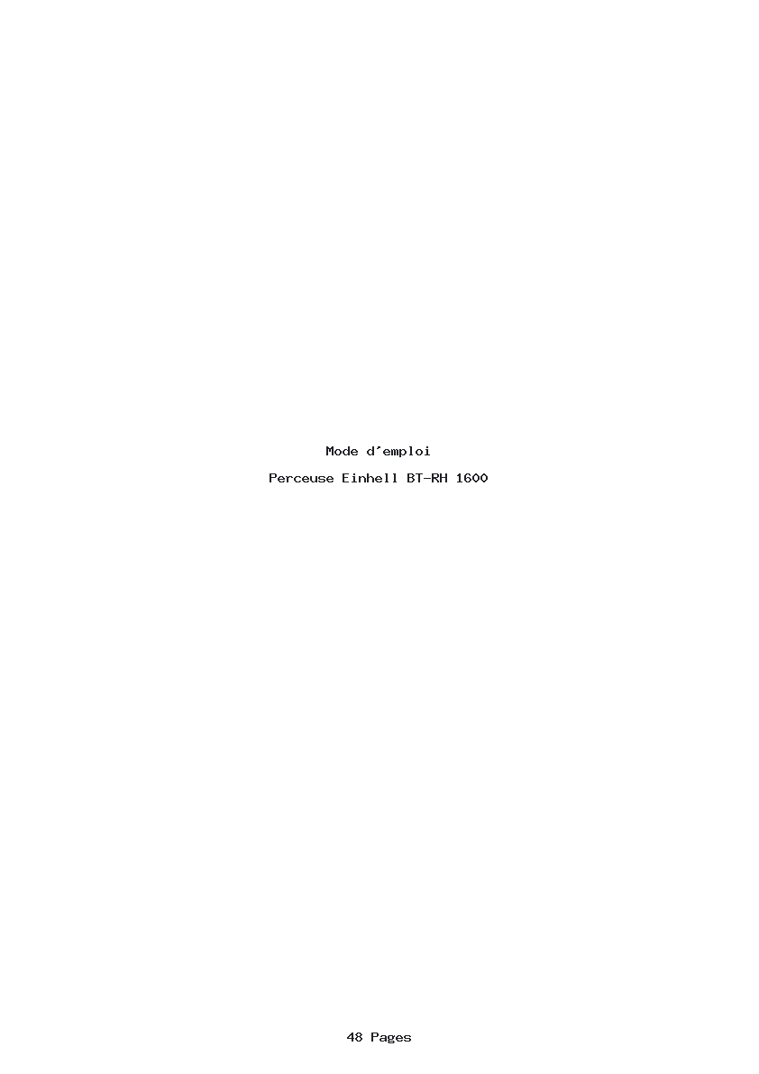 Page 1 de la notice Mode d'emploi Einhell BT-RH 1600