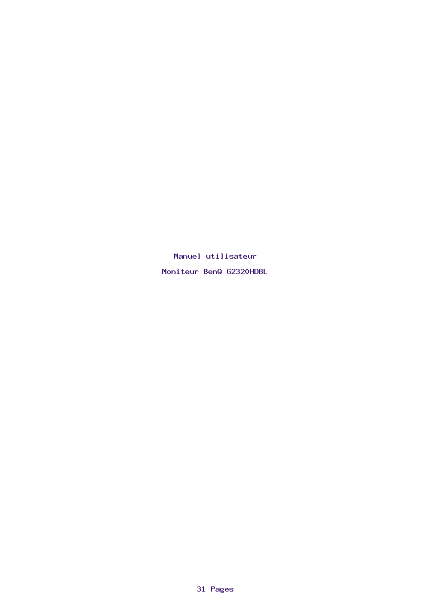 Page 1 de la notice Manuel utilisateur BenQ G2320HDBL