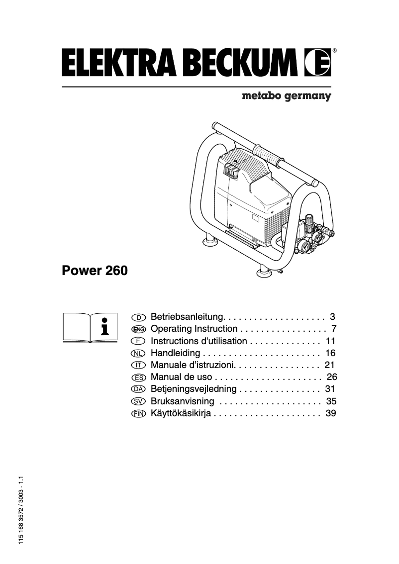 Page 1 of the manual User Manual Metabo POWER 260