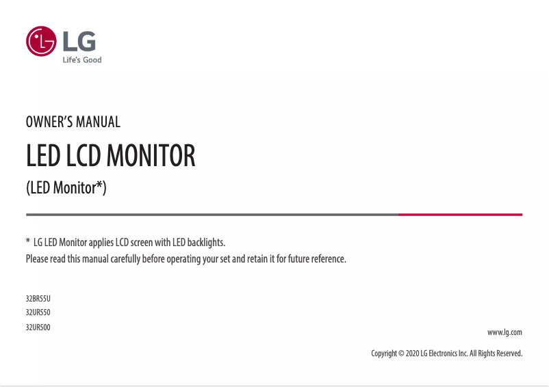 Page 1 of the manual User Manual LG 32BR55U