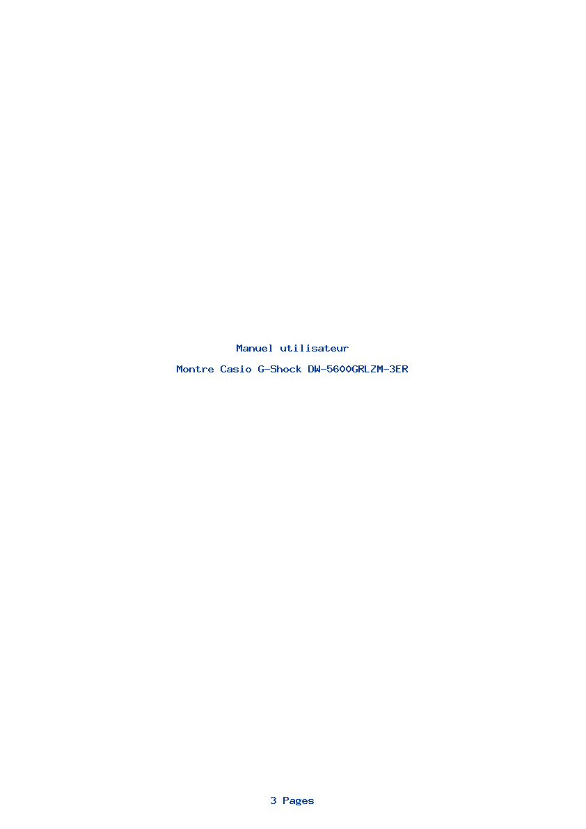 Page 1 de la notice Manuel utilisateur Casio G-Shock DW-5600GRLZM-3ER