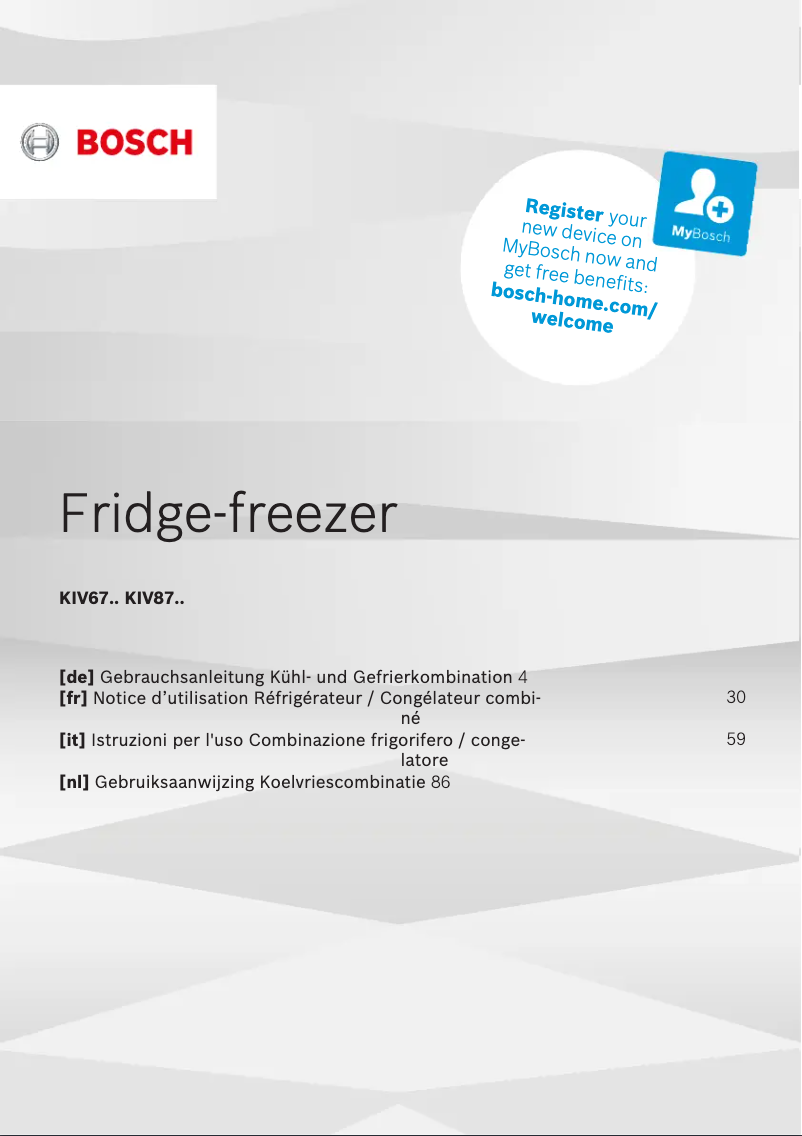 Page 1 of the manual User Manual Bosch KIV87VFF0