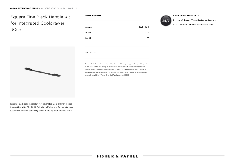 Page 1 de la notice Manuel utilisateur Fisher & Paykel AHD5RD90SB