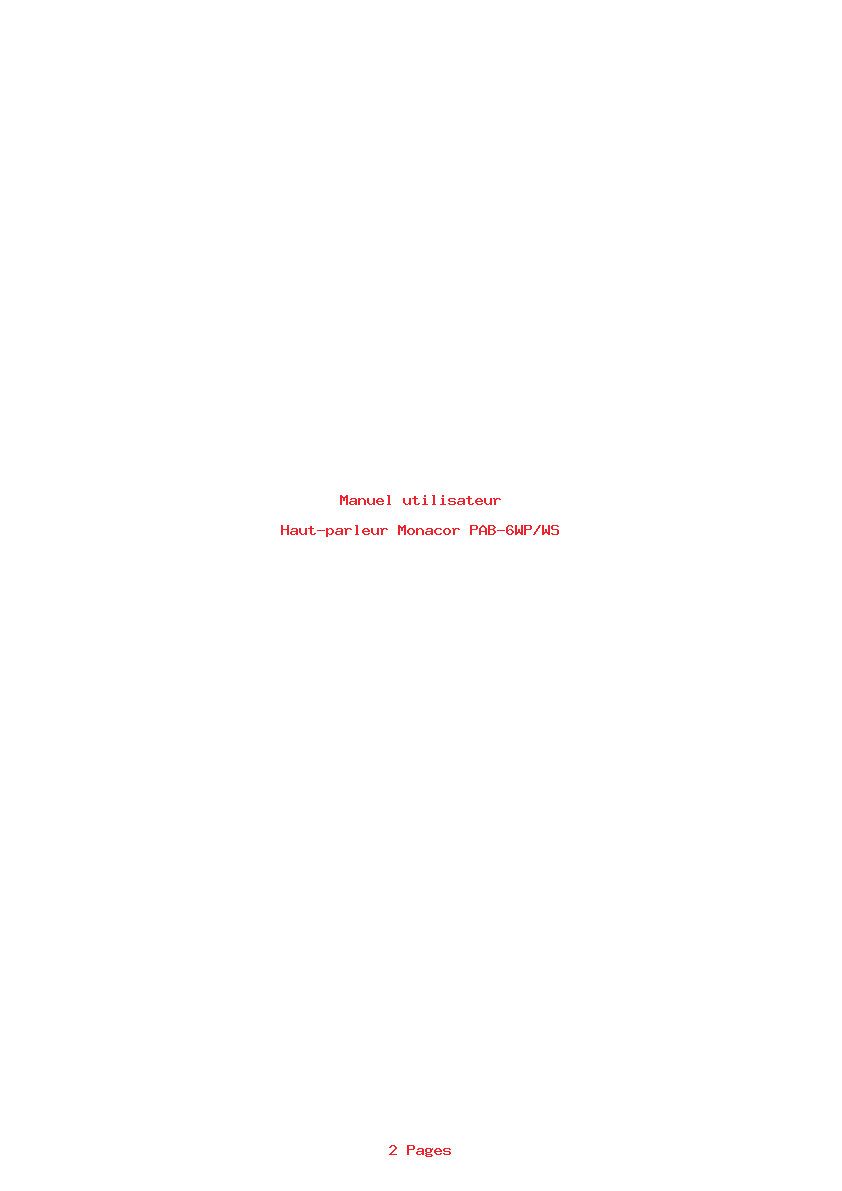 Page 1 de la notice Manuel utilisateur Monacor PAB-6WP/WS