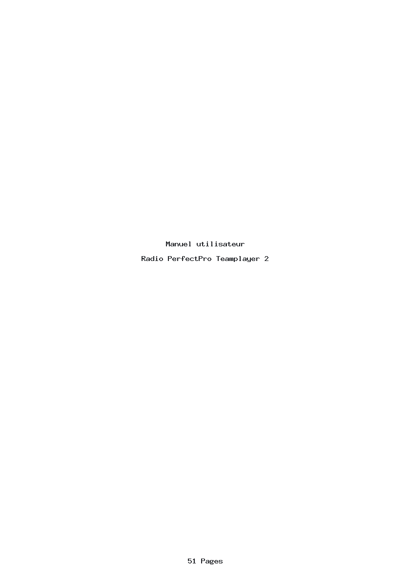 Page 1 de la notice Manuel utilisateur PerfectPro Teamplayer 2