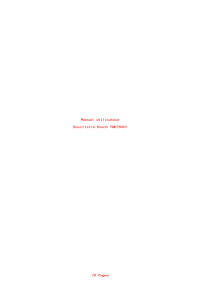 Page 1 de la notice Manuel utilisateur Bosch TWK78A01