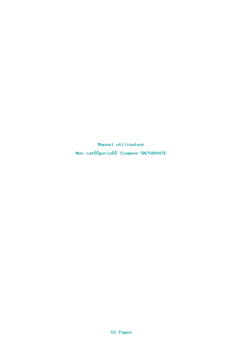 Page 1 de la notice Manuel utilisateur Siemens SN758D08TE