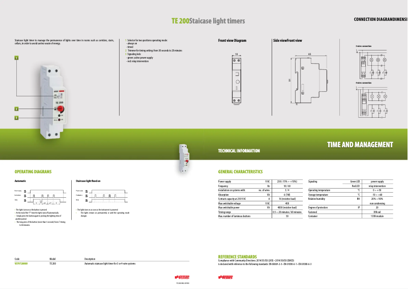 Page 1 de la notice Fiche technique Vemer TE 200