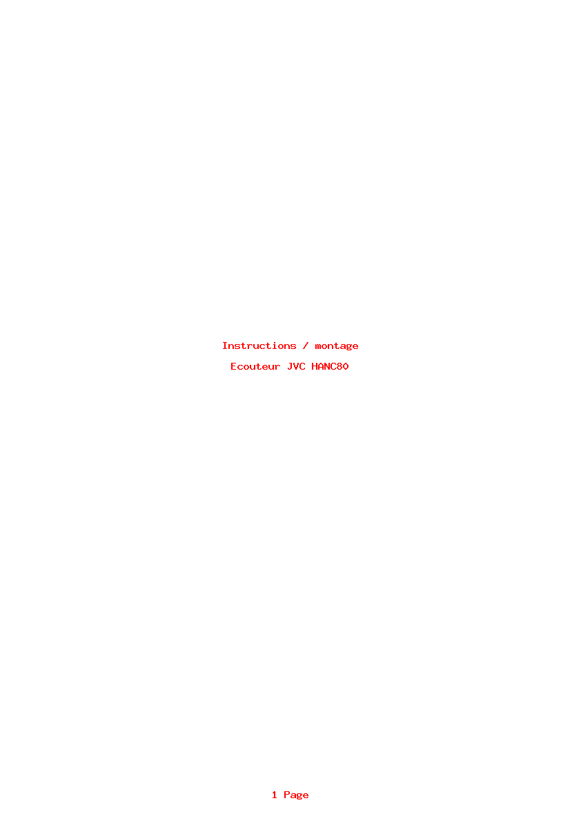 Page 1 de la notice Instructions / montage JVC HANC80