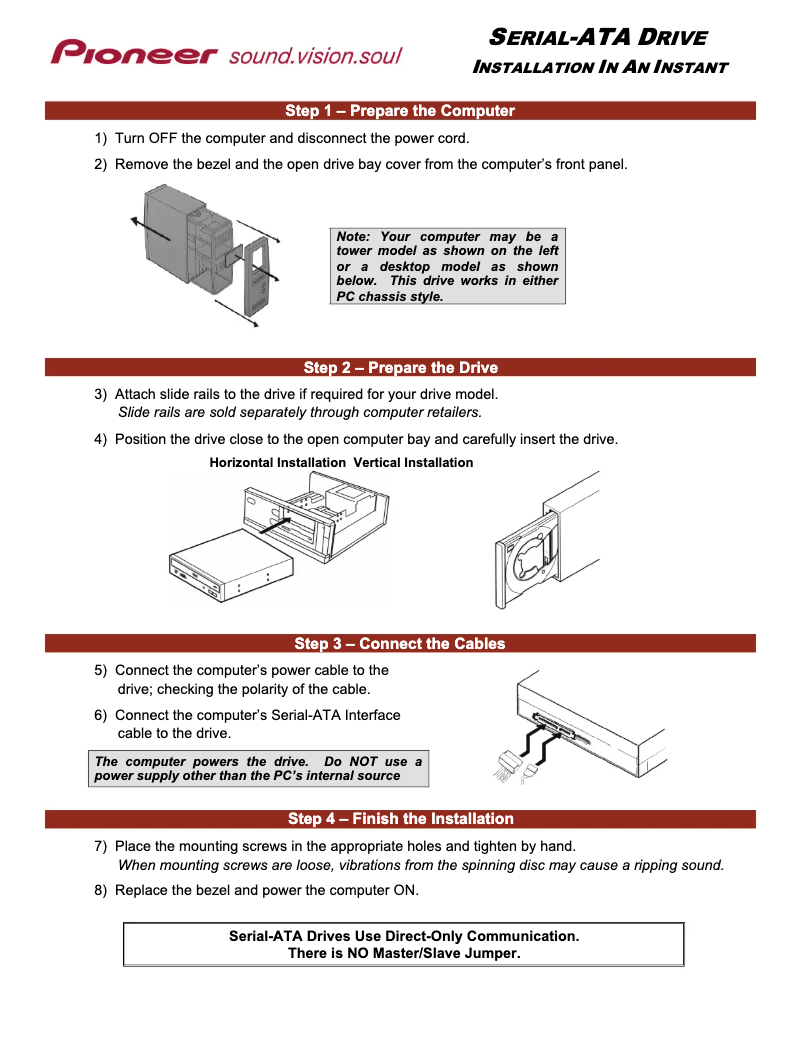 Página 1 del manual Guía de instalación Pioneer DVR-2810