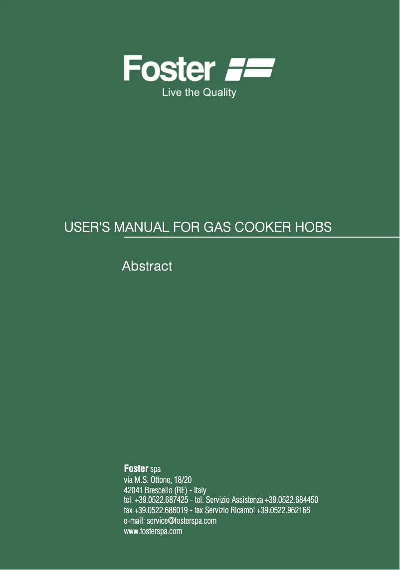 Página 1 del manual Manual de usuario Foster KE Domino.1F ausiliario.FT