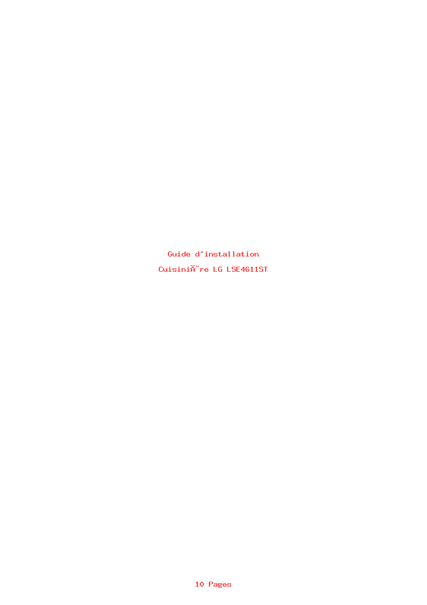 Page 1 de la notice Guide d'installation LG LSE4611ST