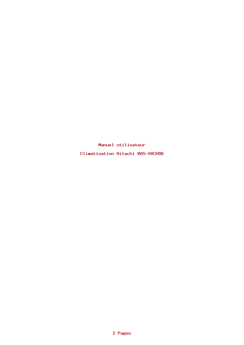 Page 1 de la notice Manuel utilisateur Hitachi RAS-08CH8B