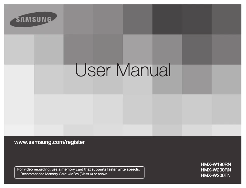 Page 1 de la notice Manuel utilisateur Samsung HMX-W200TN