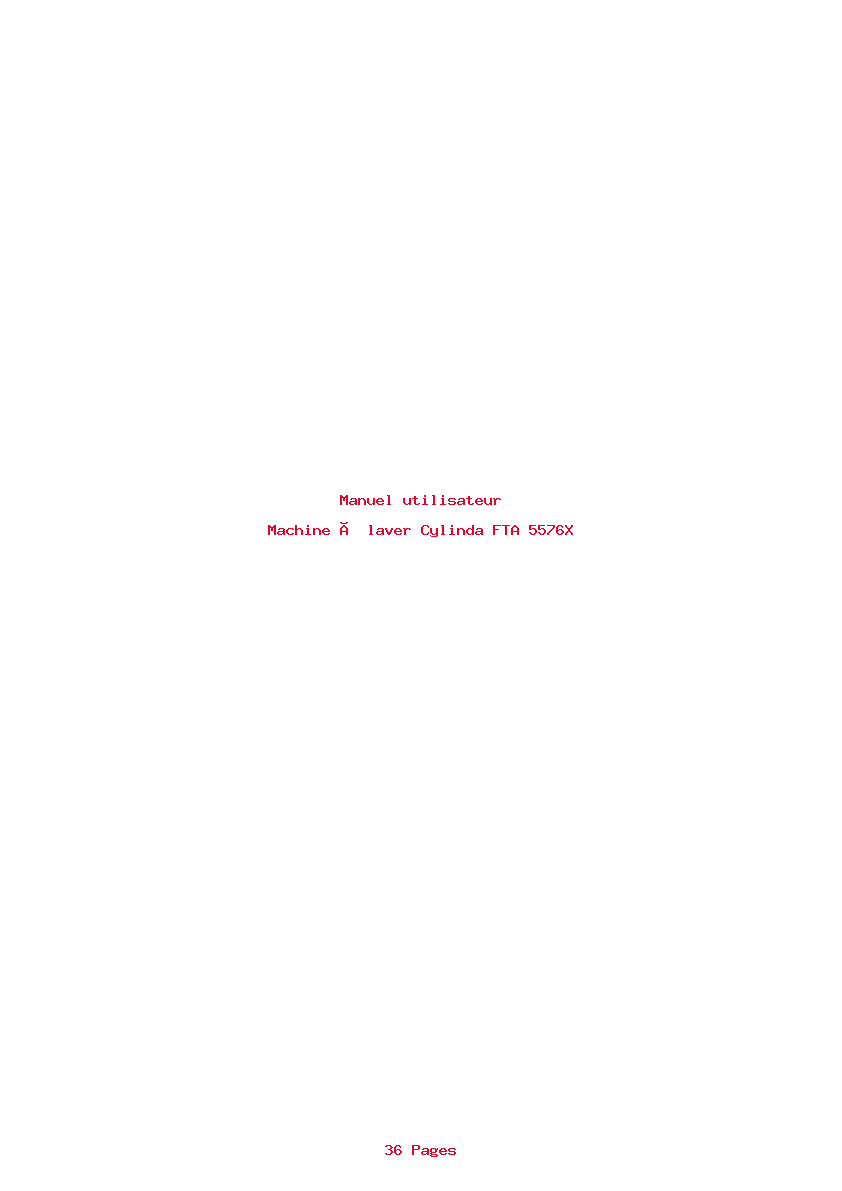 Page 1 de la notice Manuel utilisateur Cylinda FTA 5576X